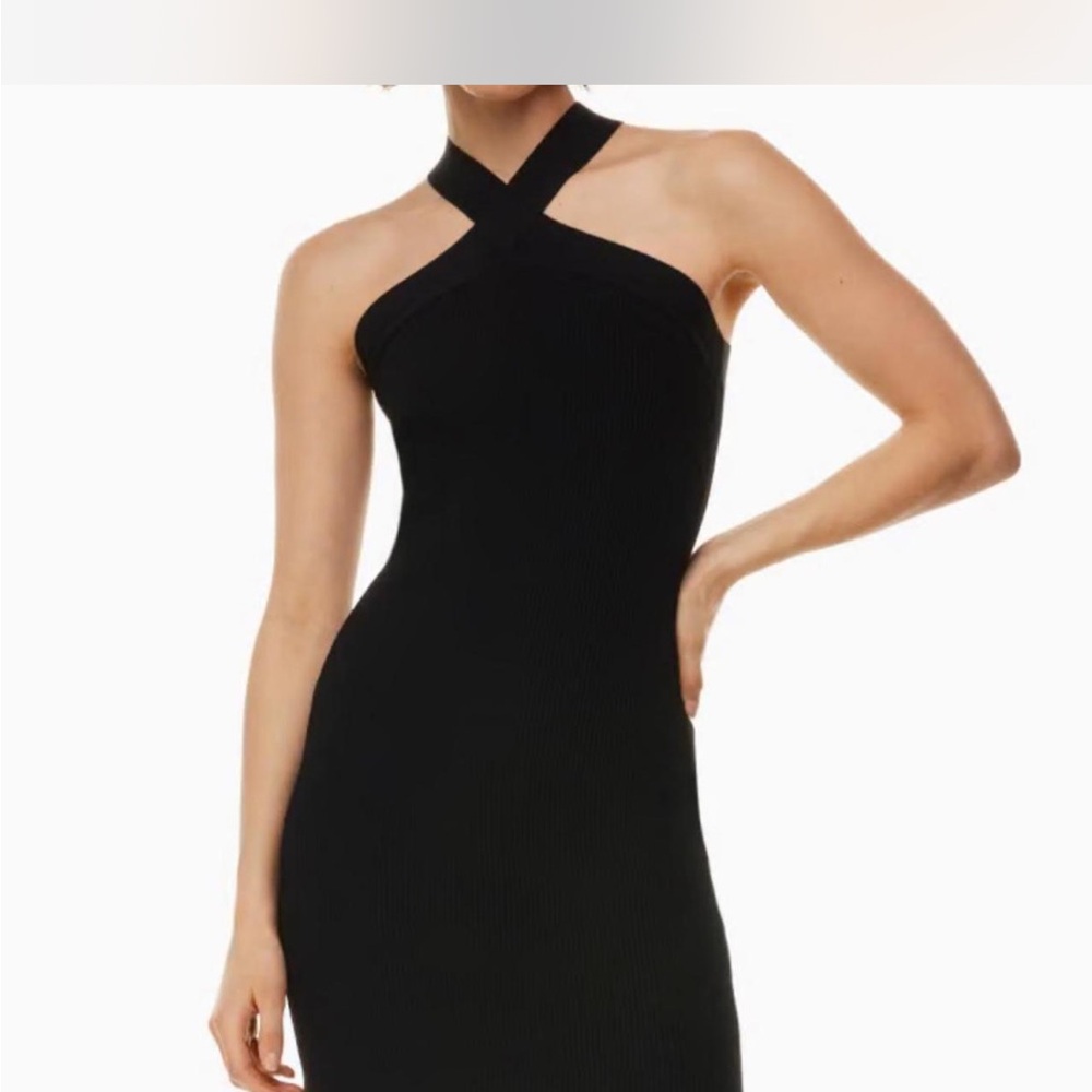 Aritzia Babaton Black Ribbed Sculp Dress Size Medium